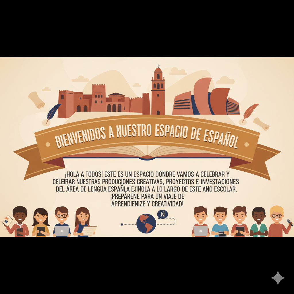 Bienvenidos a Nuestro Rincón de Español!
¡Hola a todos! 👋
Este no es solo un aula virtual, ¡es nuestro laboratorio de ideas y nuestra galería de arte literario !
¿De qué se trata? Es el lugar donde vamos a:
Subir y Celebrar todas nuestras producciones, proyectos, investigaciones y trabajos creativos del área de Lengua Española.
Comparte nuestros mejores escritos, videos, presentaciones y reflexiones.
Aprender los unos de los otros y ver cómo evolucionan nuestras habilidades a lo largo del año.
¡Prepárate para un viaje lleno de aprendizaje, creatividad y mucha expresión!